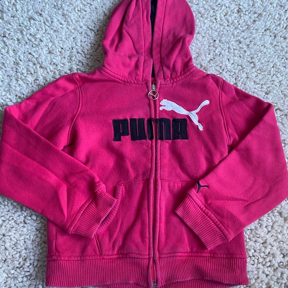 Puma Girls Pink Zip Up Hoodie - Picture 1 of 3